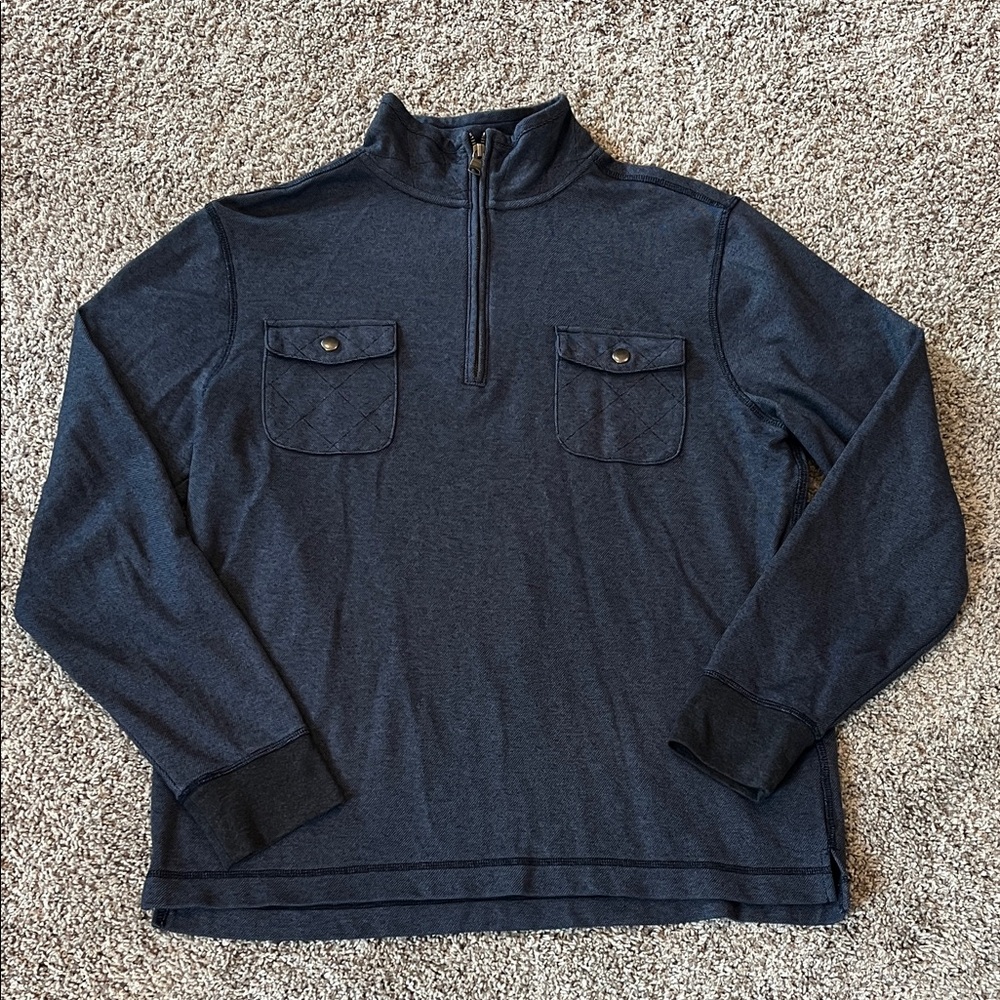 Banana Republic Men's Dark Blue Zip-Up Sweater